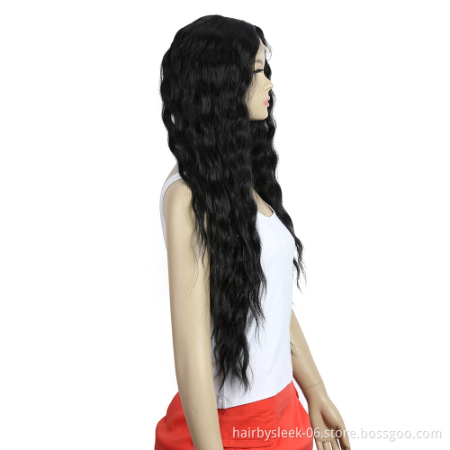 31inches Swiss Long deep wave Premium Synthetic Lace Front Wigs Synthetic Hair Wig Heat Resistant Synthetic Wig For Black Women